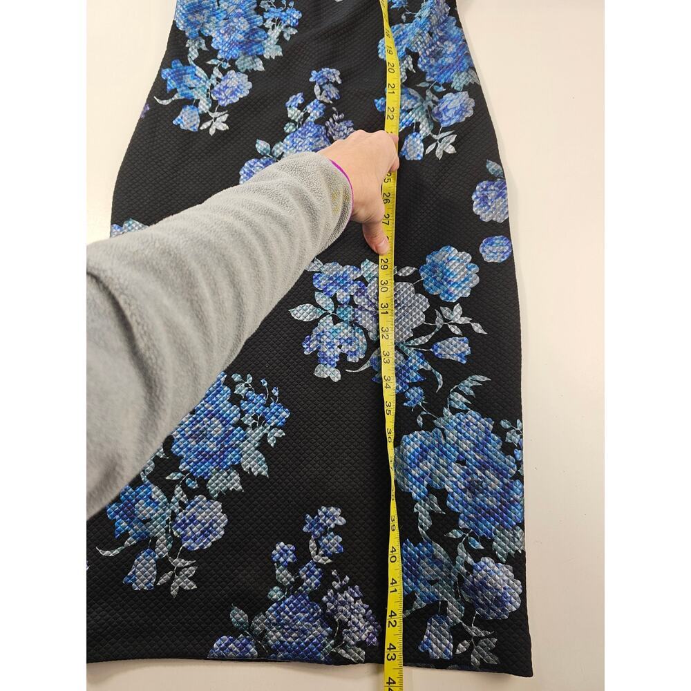 NWT NY&C XS foil navy floral split neck figure fitting gown dress lined chic - Picture 10 of 10